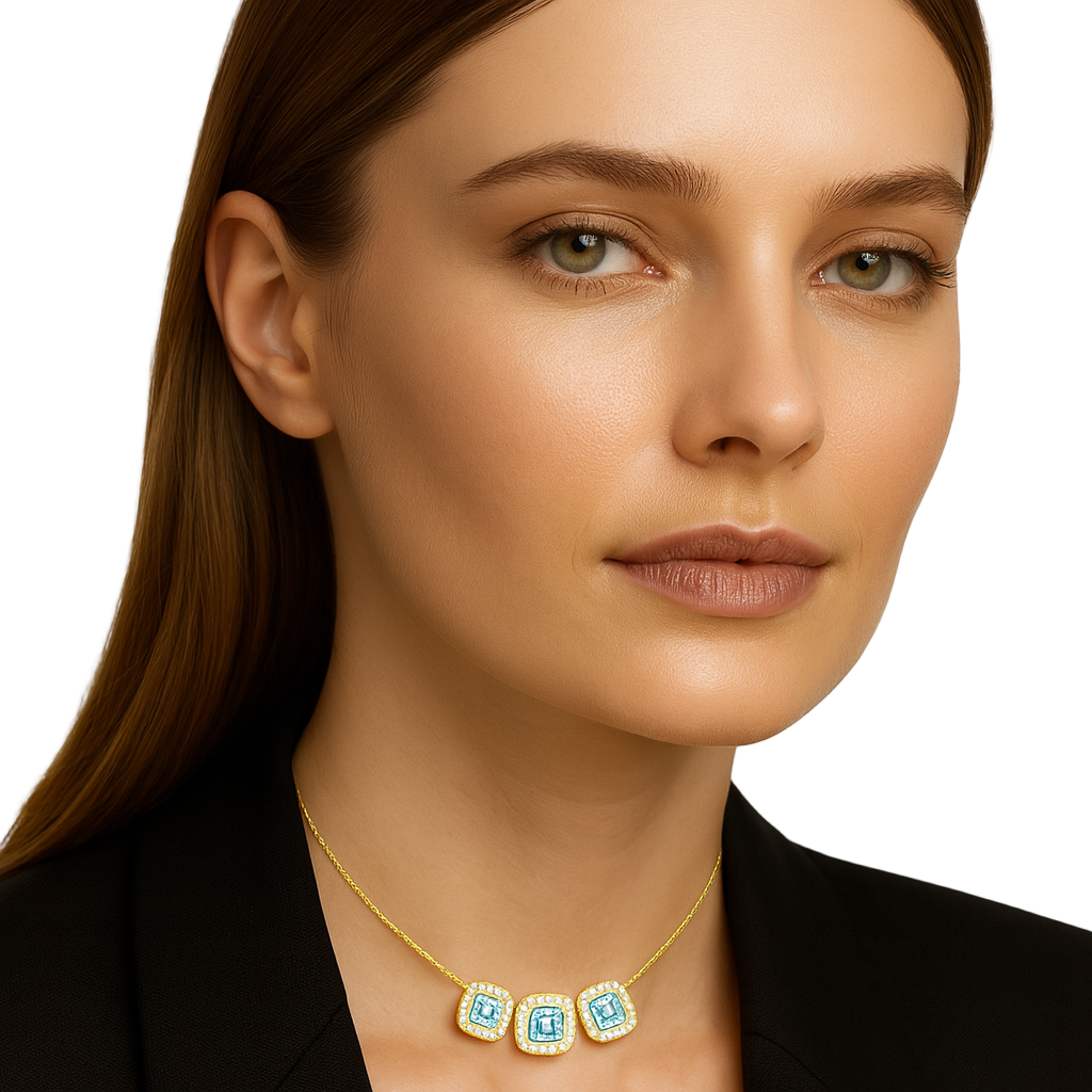 IMPERARI CHROMA – AQUAMARINE NECKLACE YELLOW GOLD